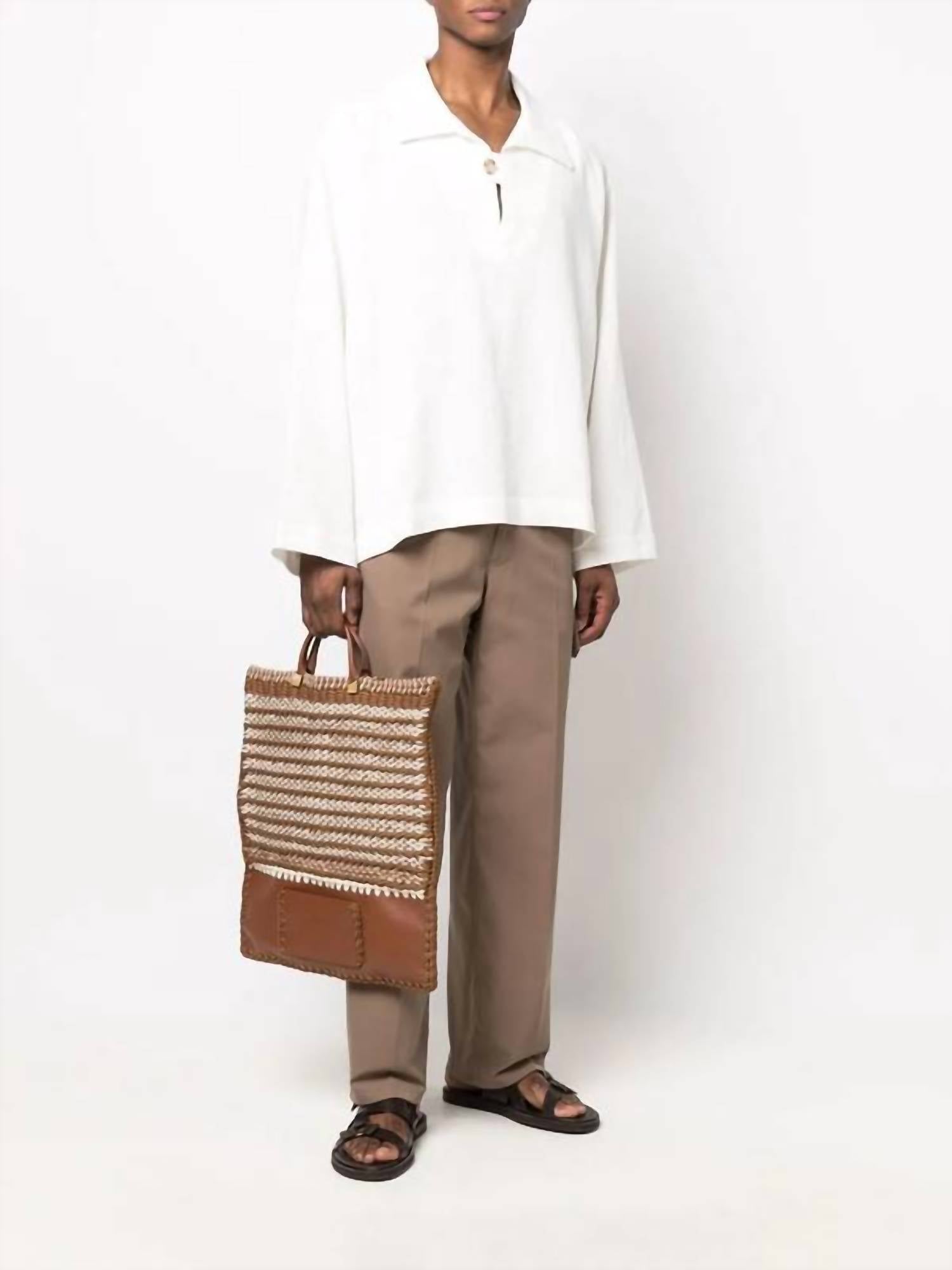 Valentino Garavani Men's Identity Fabric and Leather Tote Bag in brown - men's bag - view 4