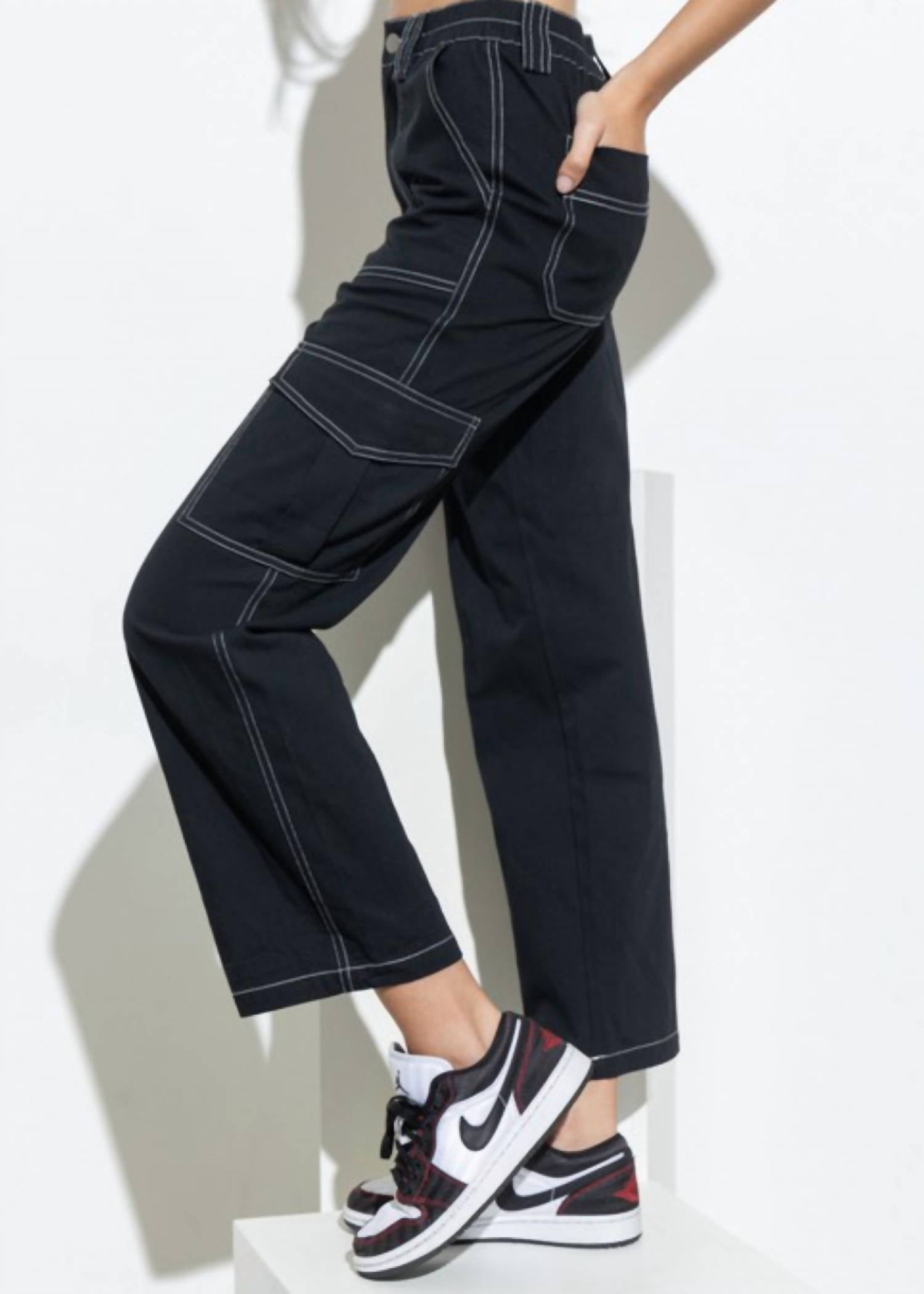 Papermoon - Noire Straight Leg Cargo Pants