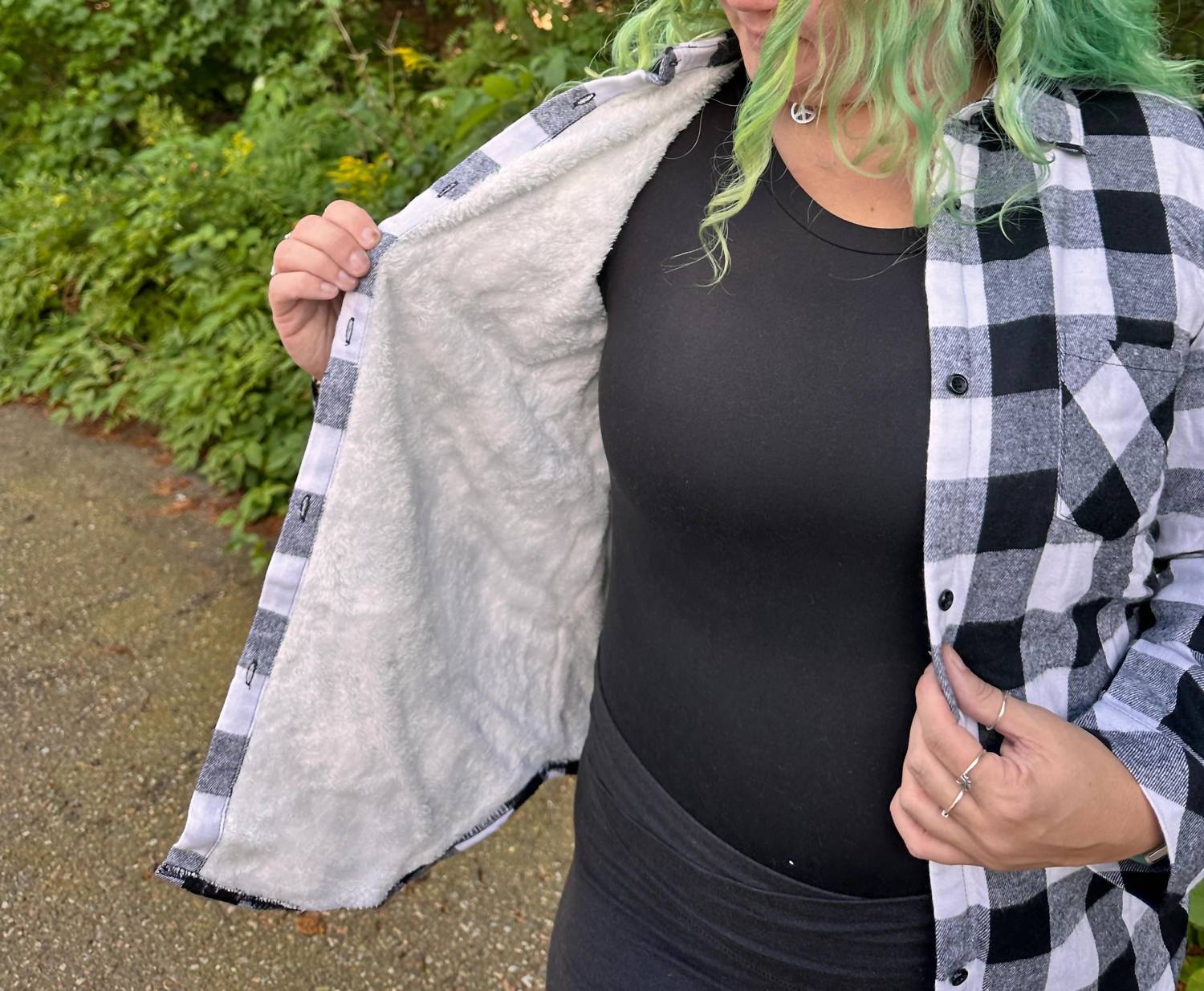 Sweet Lovely By Jen - Hayden Plaid Faux Fur-lined Top -plus