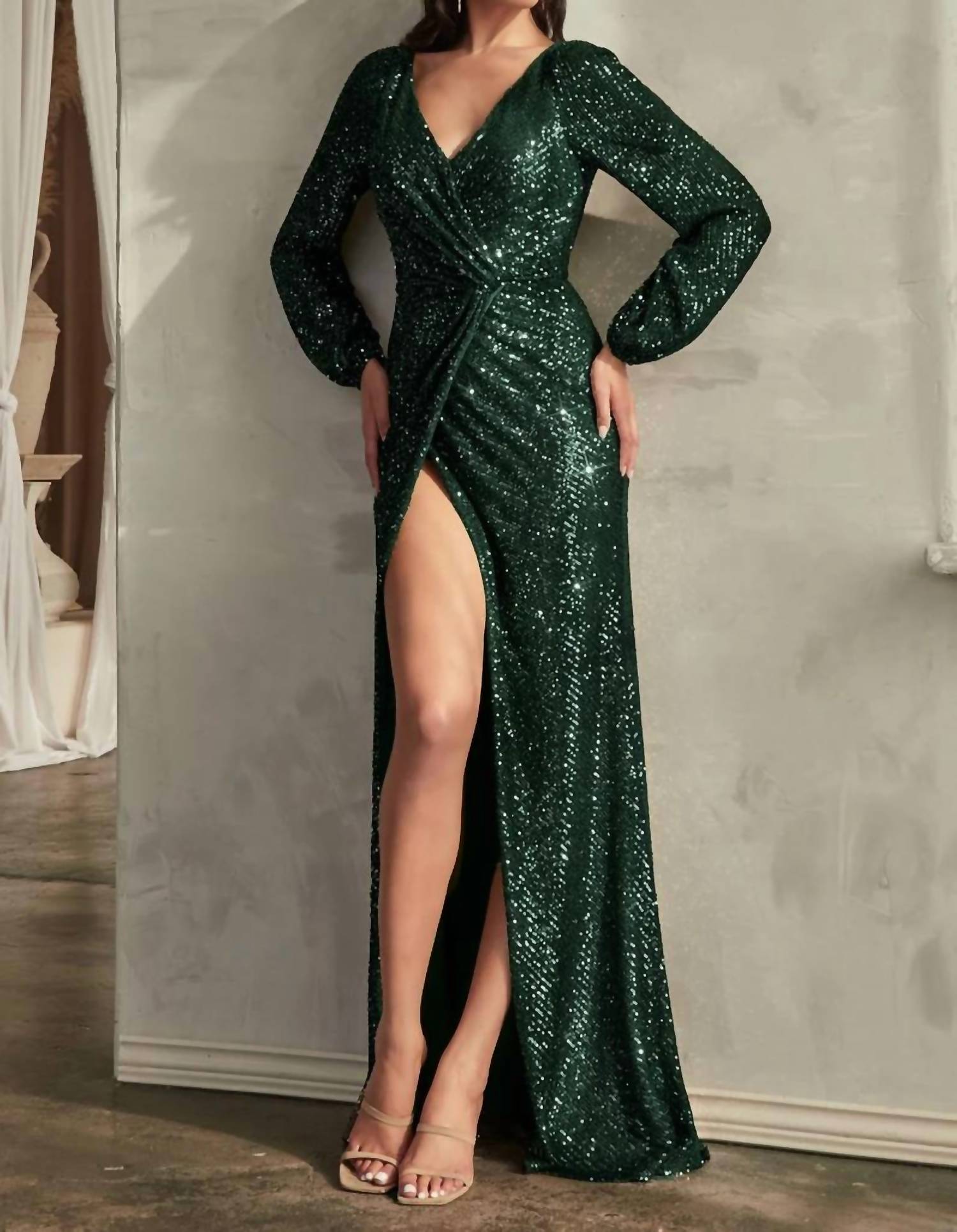 Ladivine - Long Sleeve Sequin Dress