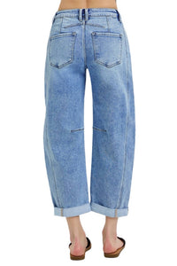 Risen - High Rise Boyfriend Cuffed Barrel Jeans