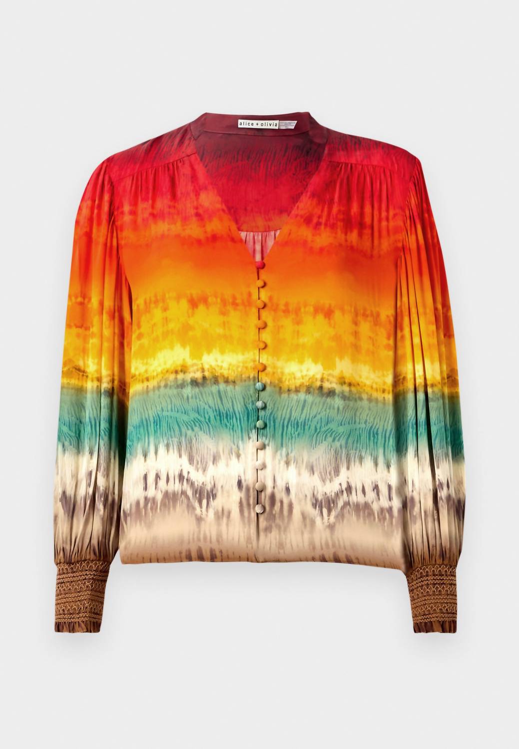 Alice + Olivia - Serena Mandarin Collar Button Front Top