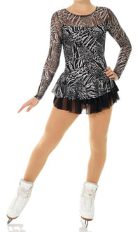 Mondor - Zebra Sequin Mesh Long Sleeve Skate Dress