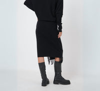 REPEAT cashmere Pull On Wool Cashmere Skirt in black - women's skirt - alternate view