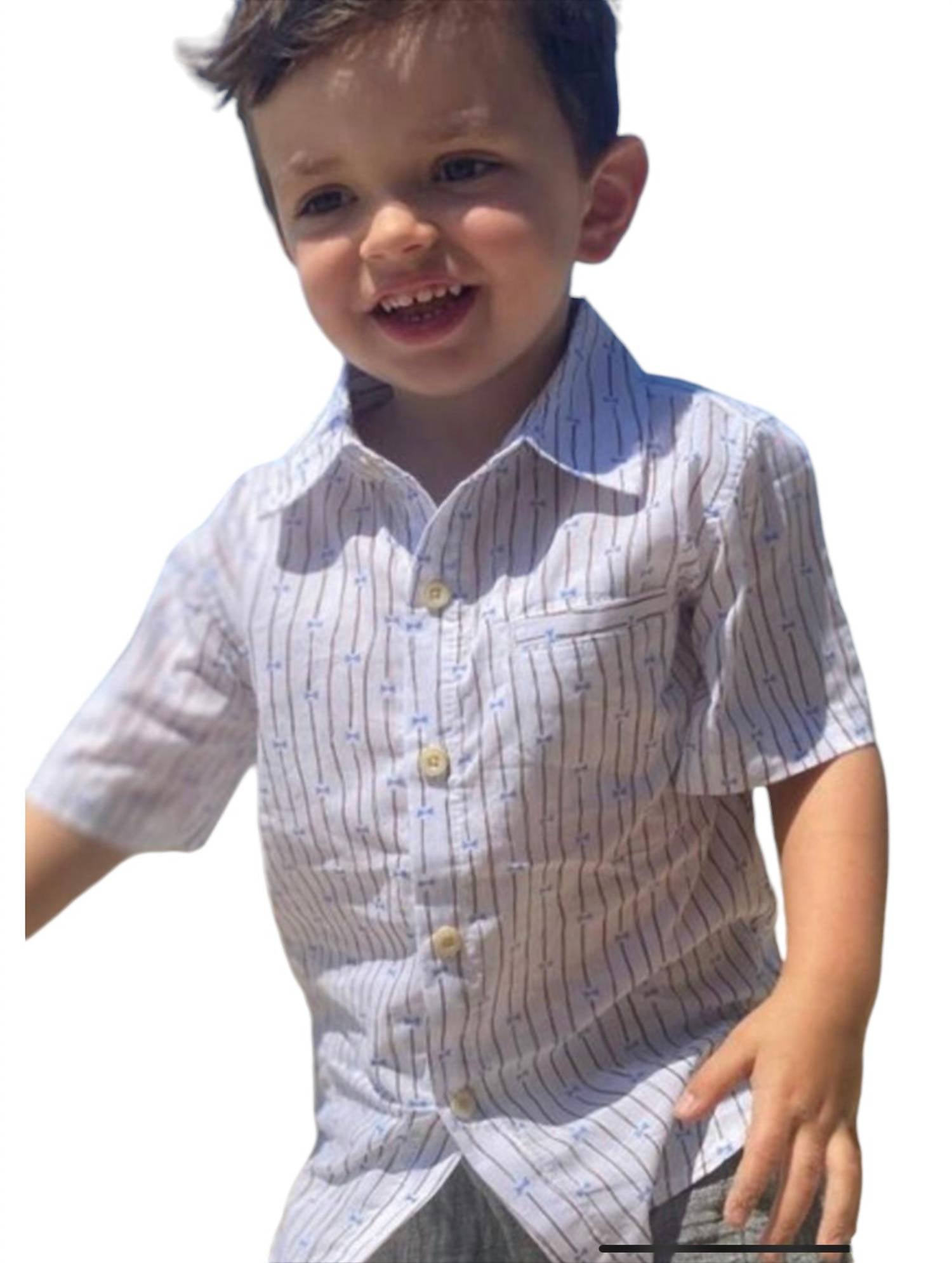 Me & Henry - Boy's Pier Bow Tie Print Short Sleeve Shirt