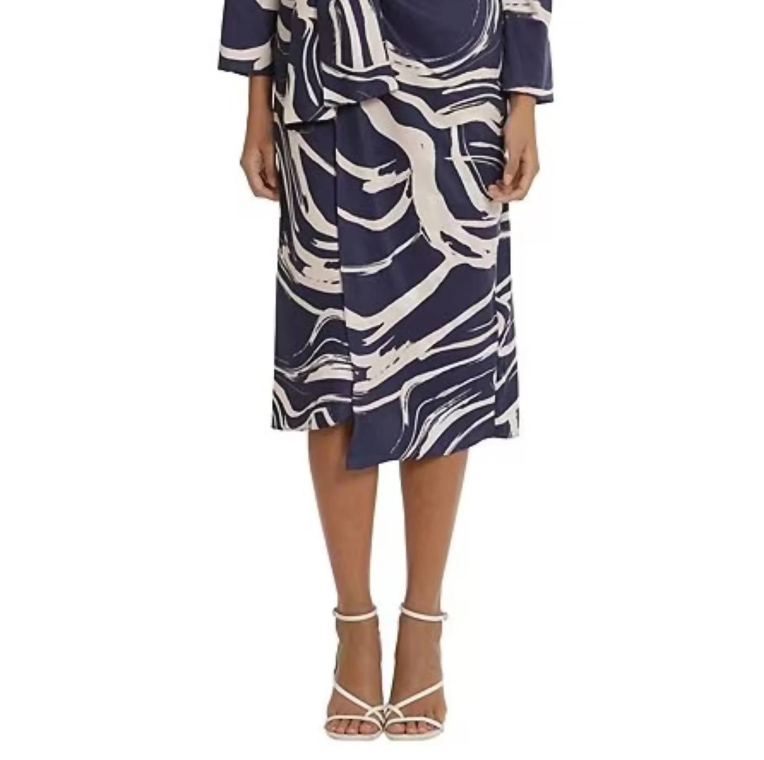 Donna Morgan - Tied Waist Marble Print Midi Dress