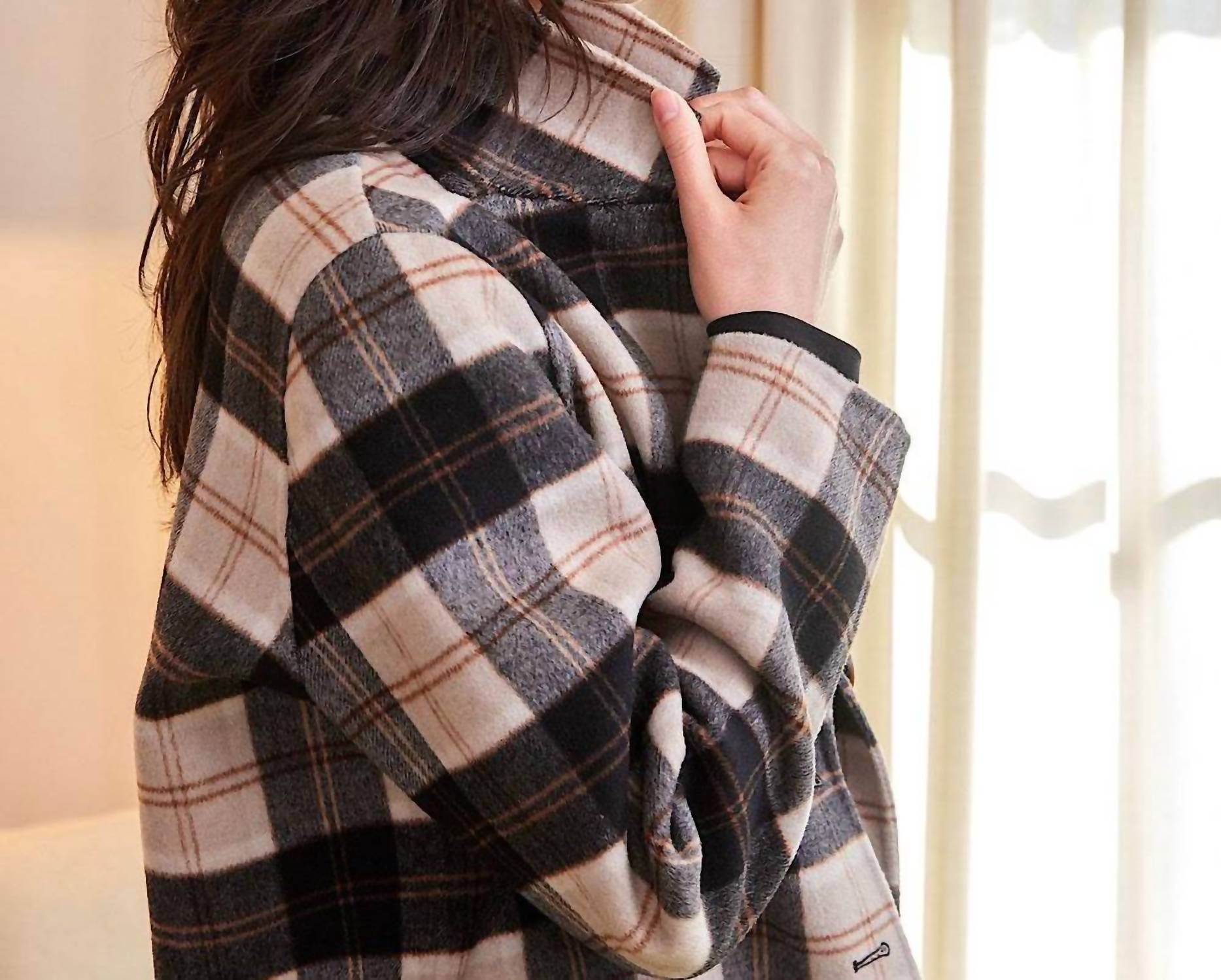 Karen Kane Oversized Brushed Blazer in plaid - women's jacket - alternate view