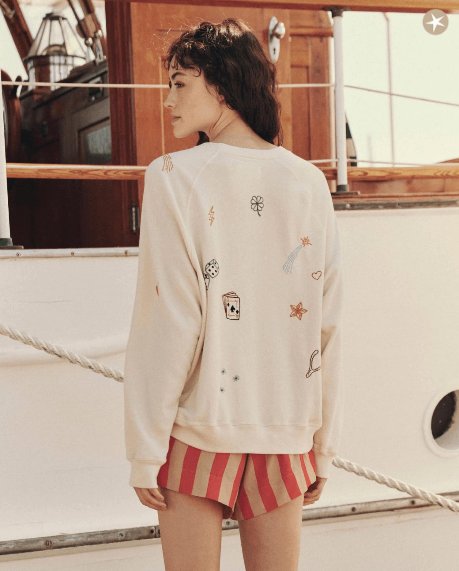 The Great. - The Great. Slouch Embroidered Charm Sweatshirt