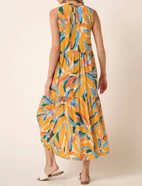 Mittoshop - Leaf Print Mock Neck Midi Dress