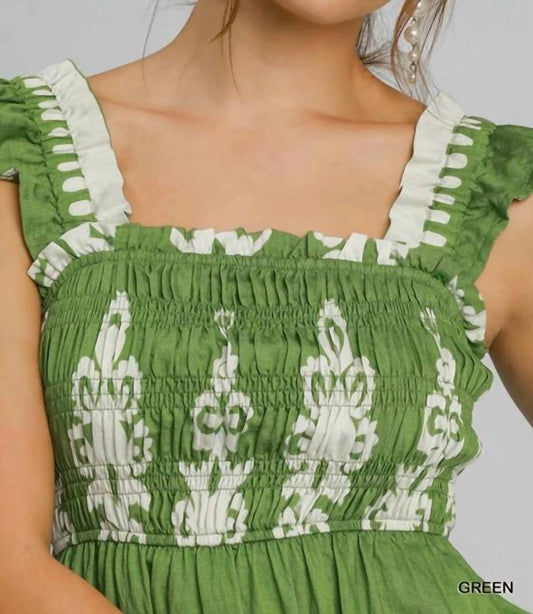 Umgee - Abstract Smocked Midi Dress