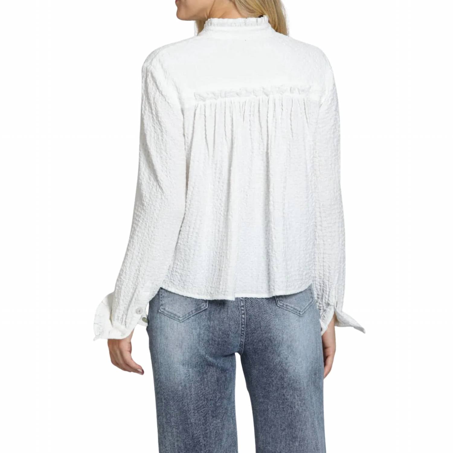 Apny - Cropped Check Shirt With Ruffle Detai