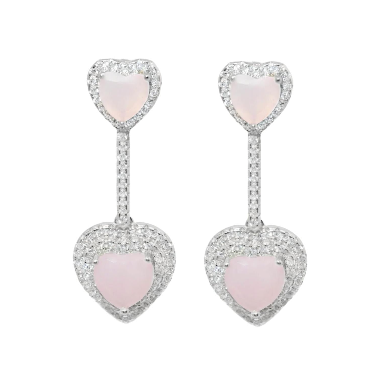 Allyanna Gifts - Women's Sterling Silver Cubic Zirconia Heart Halo Dangling Earrings