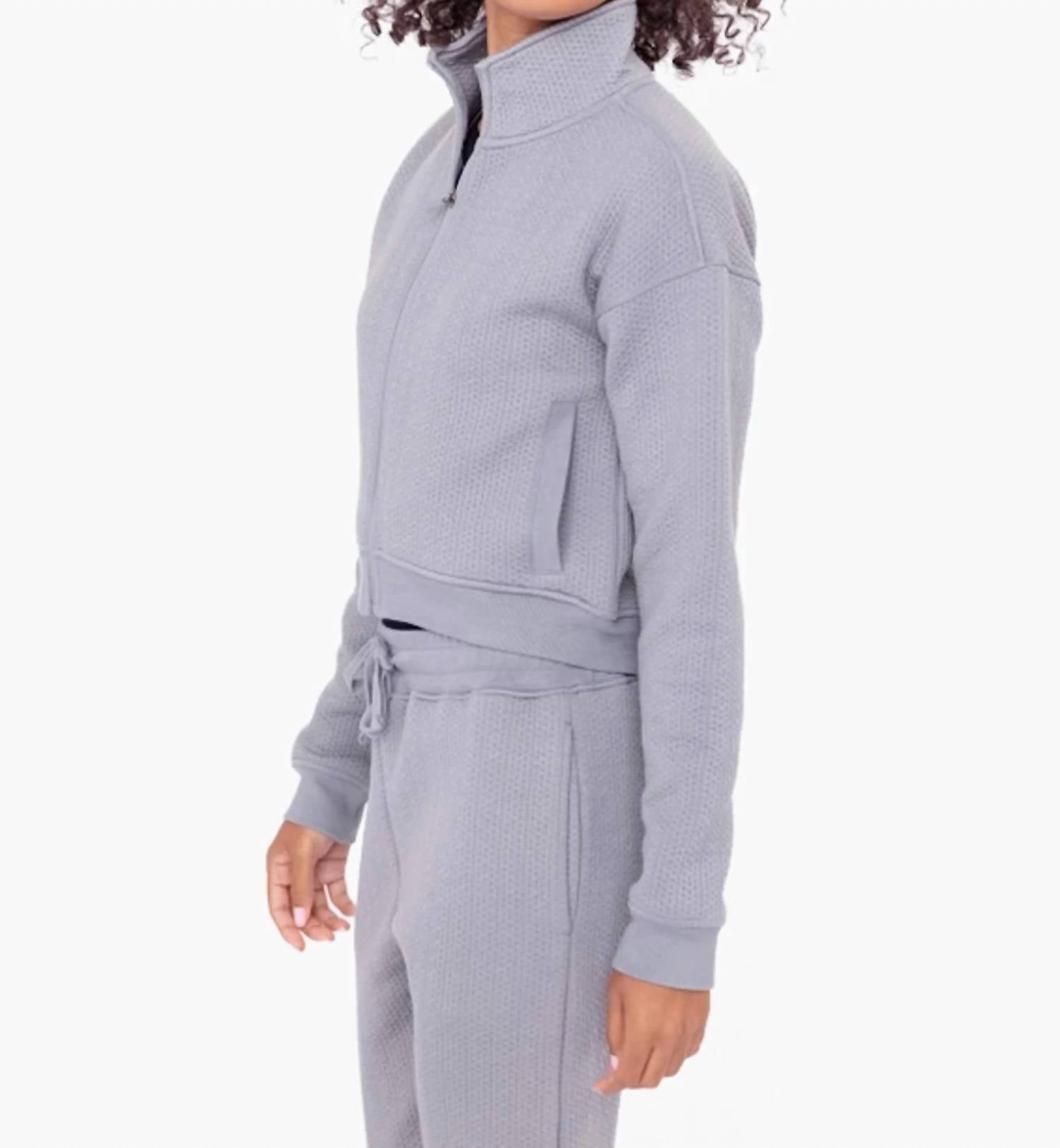 Mono B - Quilted Cropped Zip-Up Jacket