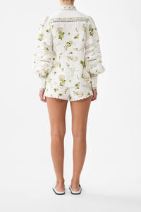 Camilla - Buttoned Collar Blouse With Blouson Sleeve