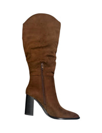 SODA Women's Suede Tall Boot in chocolate - women's shoe - detail view