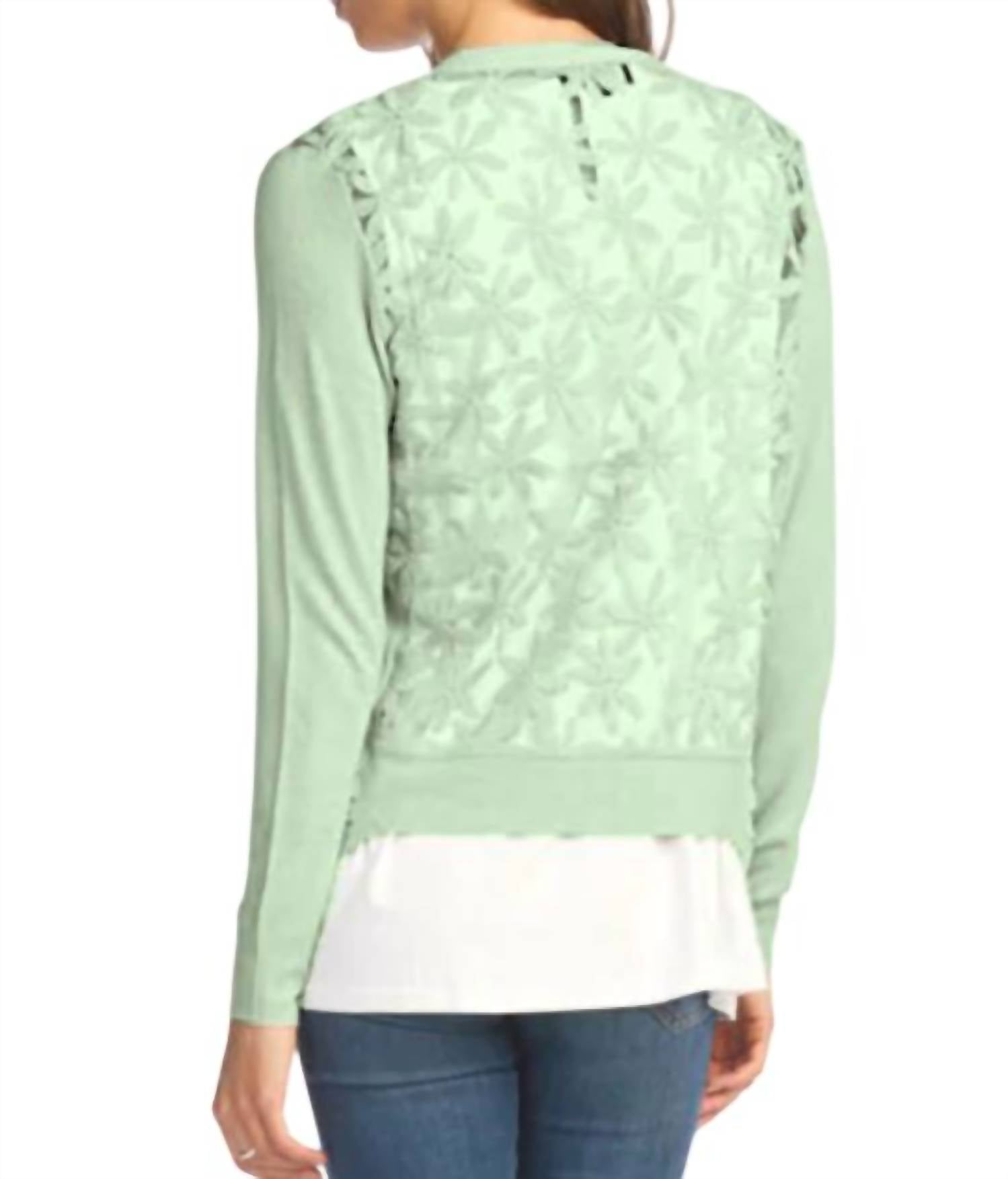 Papillon - Lace Back Long Sleeve Waterfall Cardigan