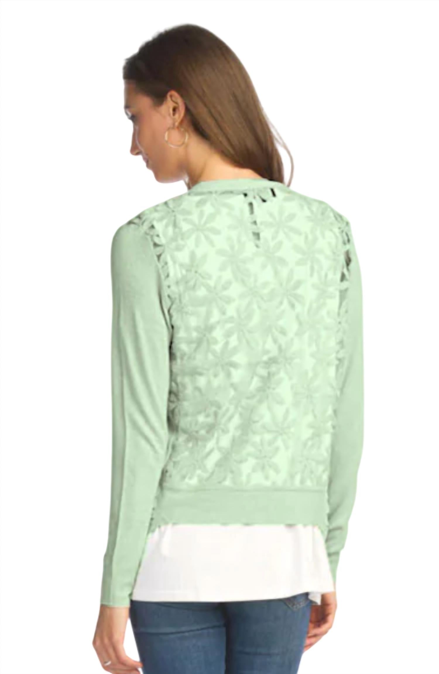 Papillon - Lace Back Long Sleeve Waterfall Cardigan