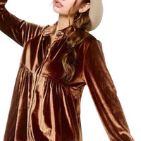 La Miel - Velvet Mini Shirt Dress