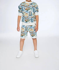 Deux Par Deux - Boys' French Terry Printed Short