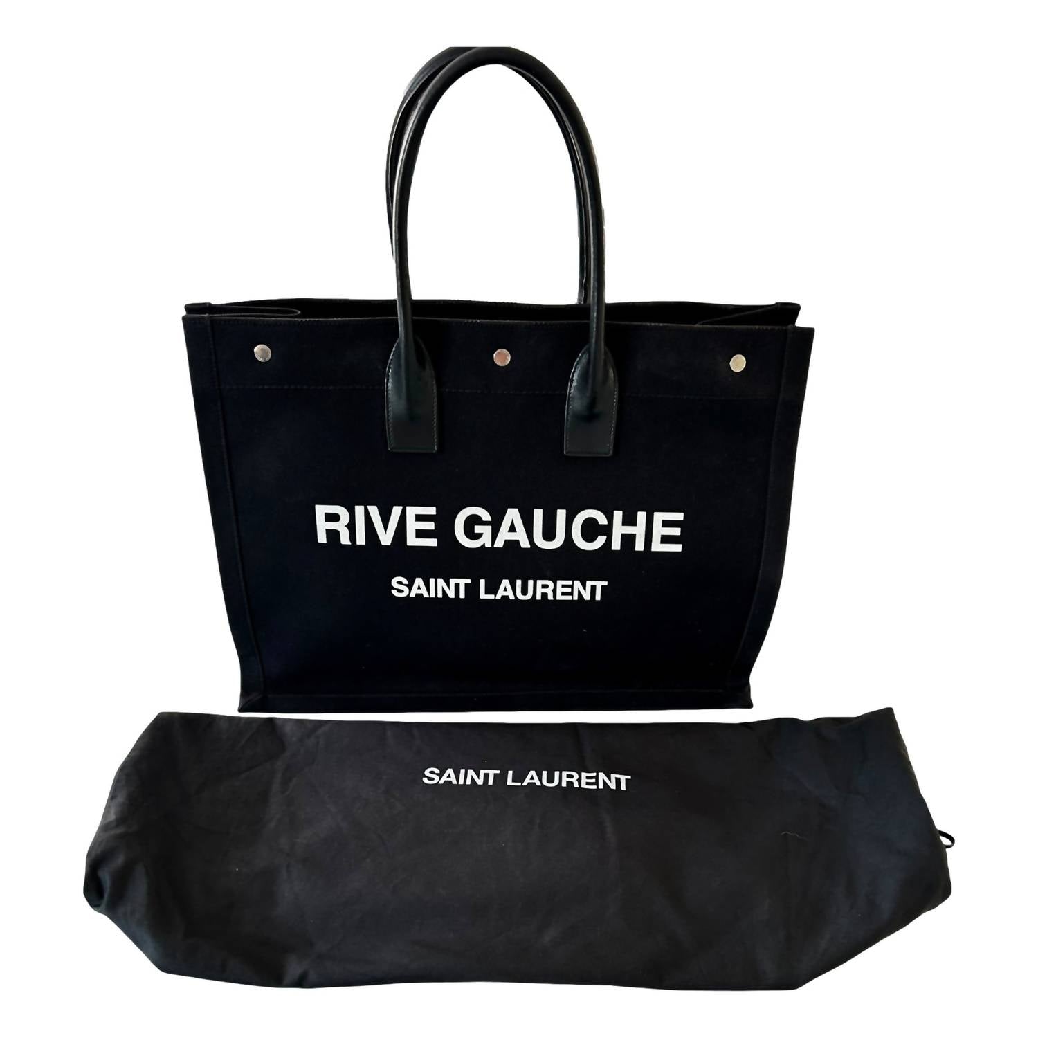 Saint Laurent - Women's Rive Gauche Canvas Leather Trim Tote Bag