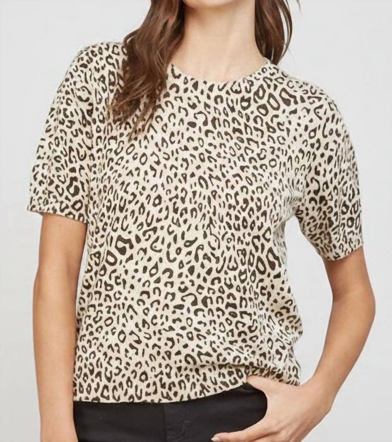 Fate - Izzy Short Sleeve Animal Print Sweater