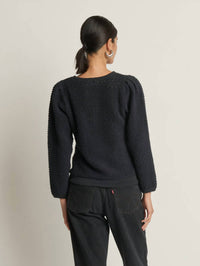 Nation LTD Etta Lace Popover Top in jet black 1 - women's long sleeve top - detail view