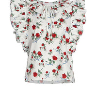 Women's DITA Cotton Poplin Floral Print Flutter Sleeve Blouse