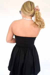 Zenana - Ribbed Strapless Mixed-media Fit And Flare Mini Dress