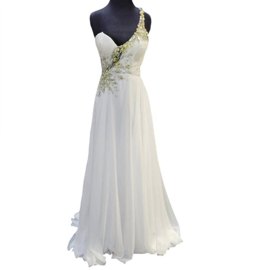 Rachel Allan - Women's One Shoulder Jeweled Strap Gown