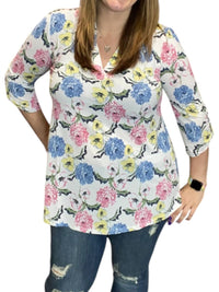 Honeyme - Floral Pastel Gabby Tunic Top