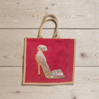 Dana'S Uncommon Glass - Women's Golden Heel Jeweled Muse Tote Bag