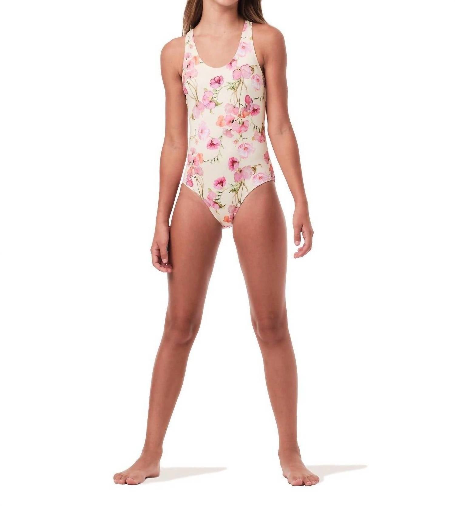submarine Girls Not Too Basic One Piece Swimsuit in watercolor yellow - kids' item