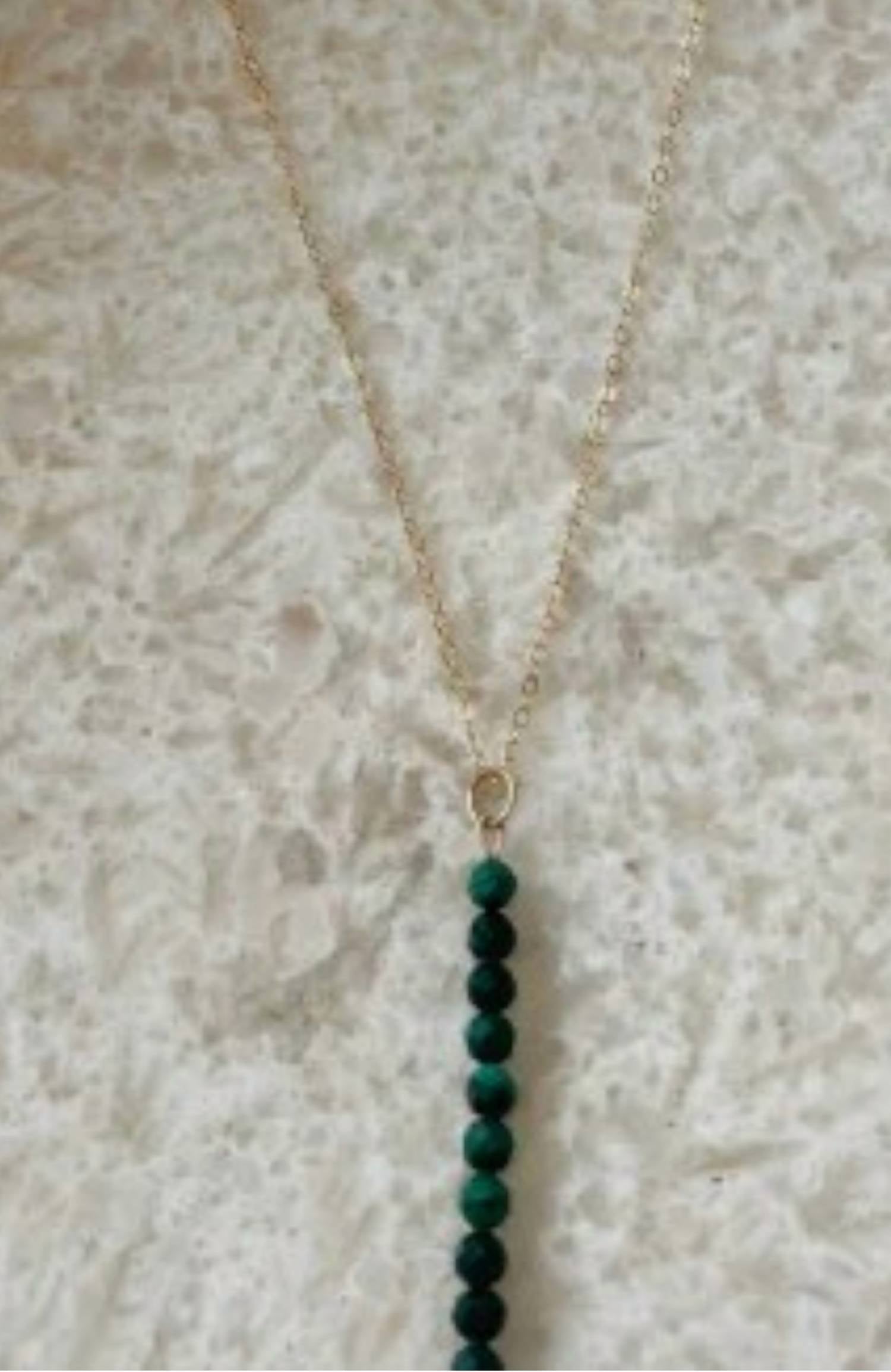 House Of Olia - Malachite Vertical Bar Necklace
