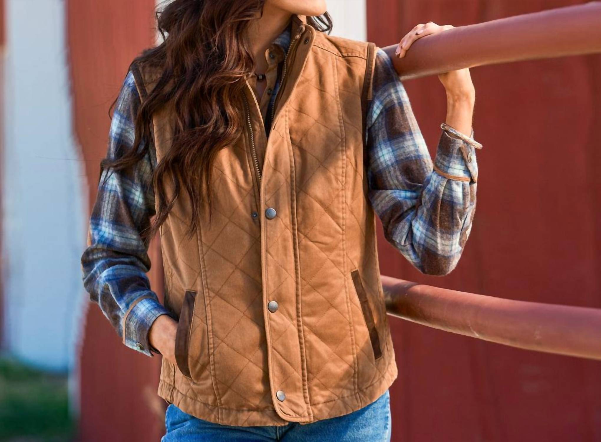 Madison Creek Outfitters Vista Conceal Carry Vest in tan - women's jacket