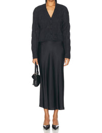 SABLYN Miranda Scallop Trim Bias Cut Pull On Midi Skirt in black - women's skirt
