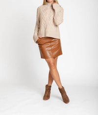 The Burgess Collection Women's Leather Mini Skirt in carmel - women's skirt