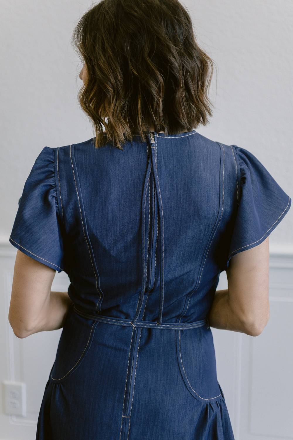 Current Air - Flutter Sleeve Waist Tie Dress