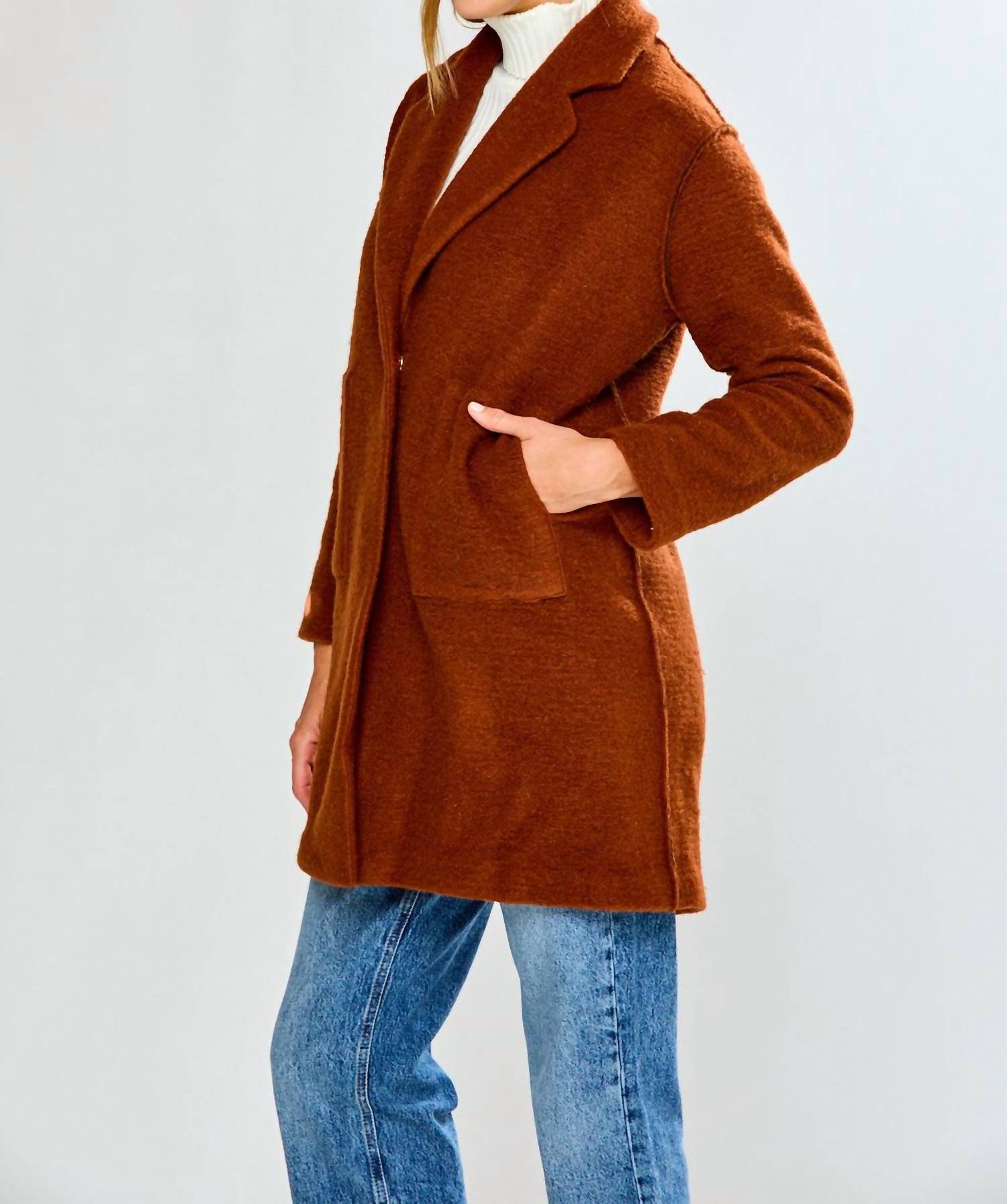 SARA CAMPBELL Chloe Dropped Shoulder Coat in chestnut - women's jacket - view 4