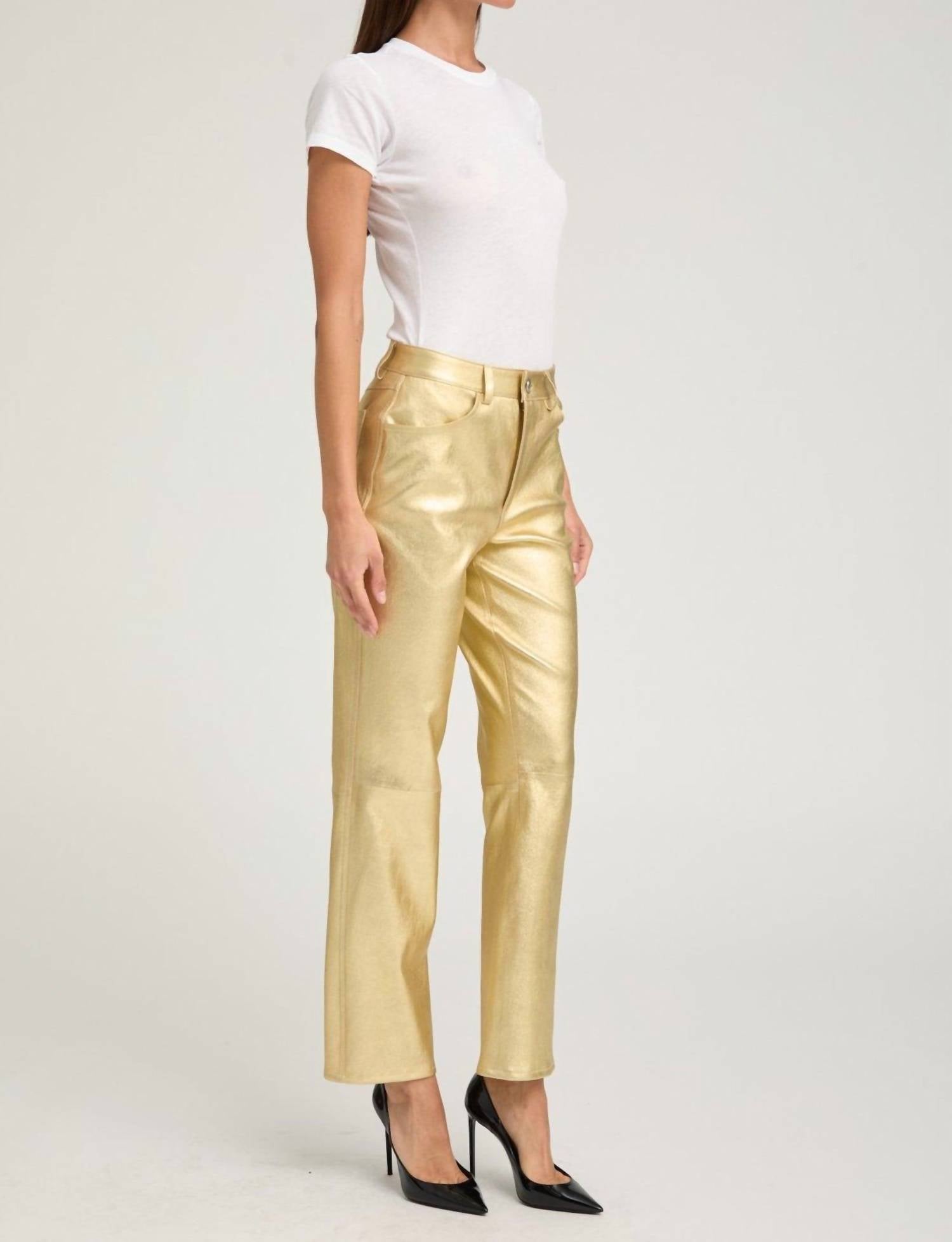 Sprwmn - Women's Leather Slim Straight Pants