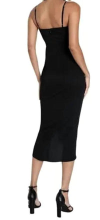 Lulus - V-neck Spaghetti Strap Pleated Faux Wrap Reinette Midi Dress