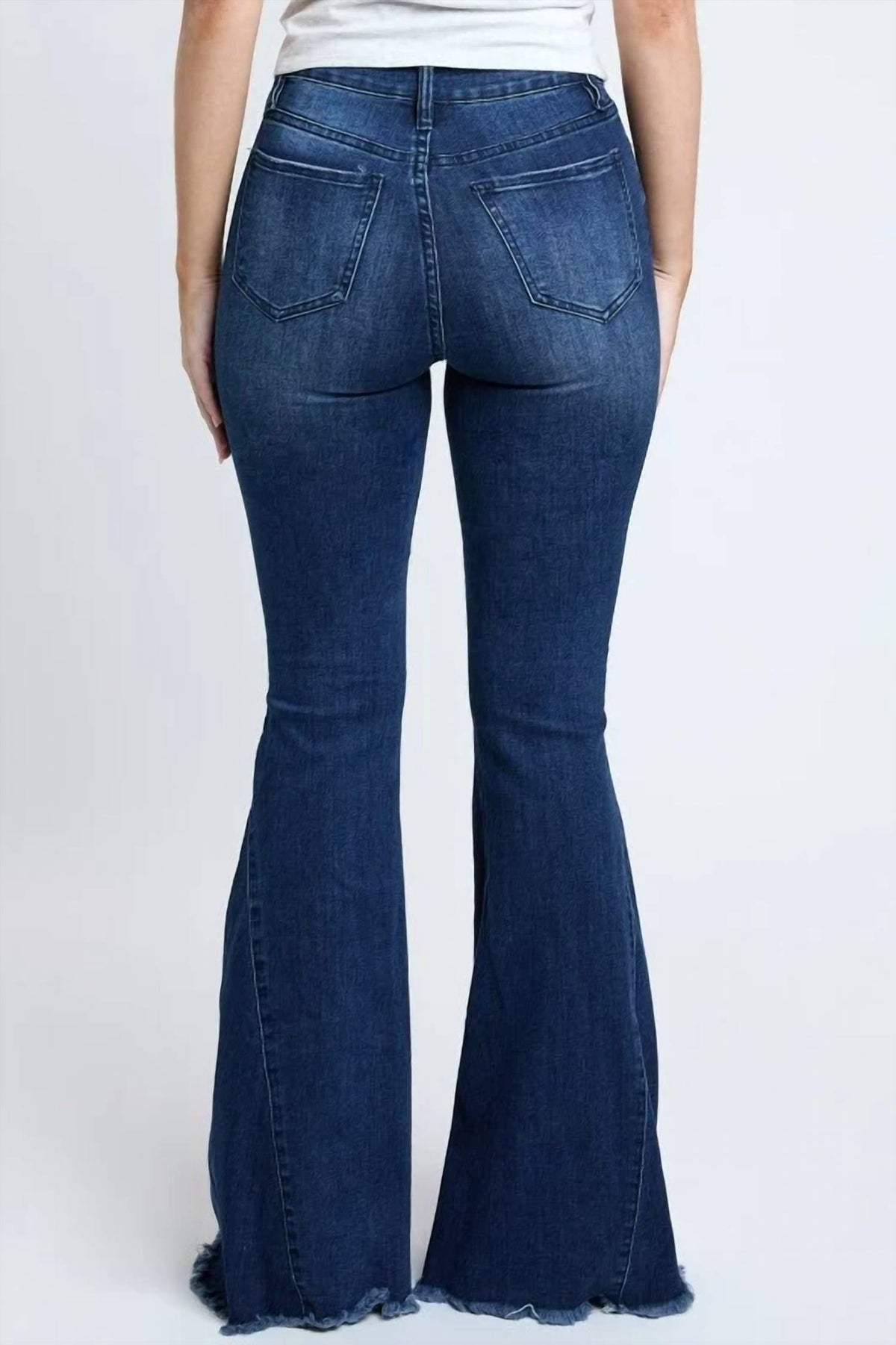 Surelymine - High-waisted Distressed Flare Jeans