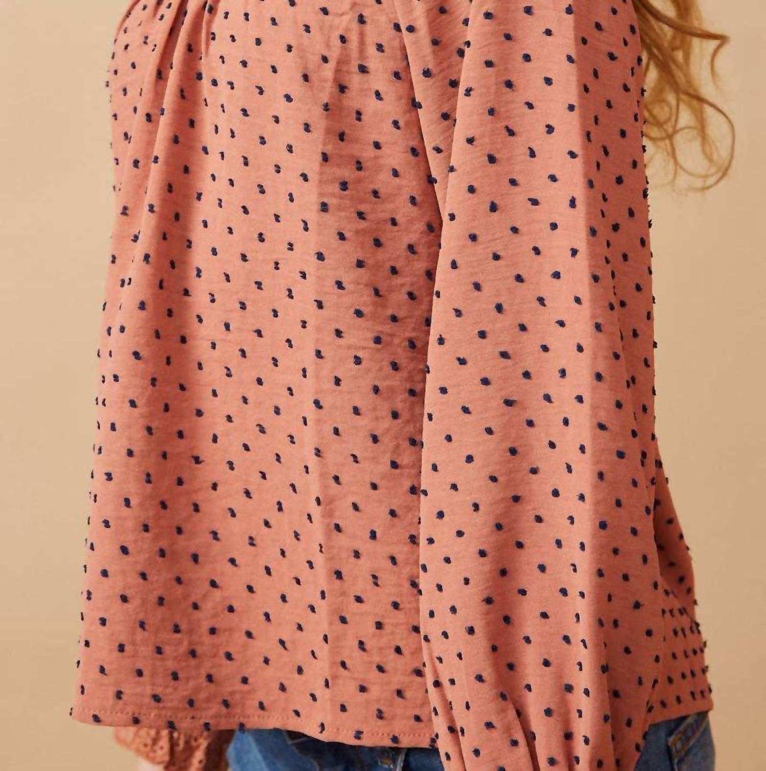 Hayden La - Girl's Lace Ruffle Detail Swiss Dot Blouse