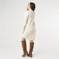 COCO + CARMEN Long Sleeve Mock Neck Sweater Dress in oatmeal - women's dress - detail view