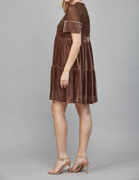 Fate - Contrast Sheer Mesh Intricate Lace Detail Mini Dress