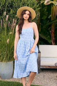 In February - Sweetheart Floral Laser Cut Gingham Midi Dress