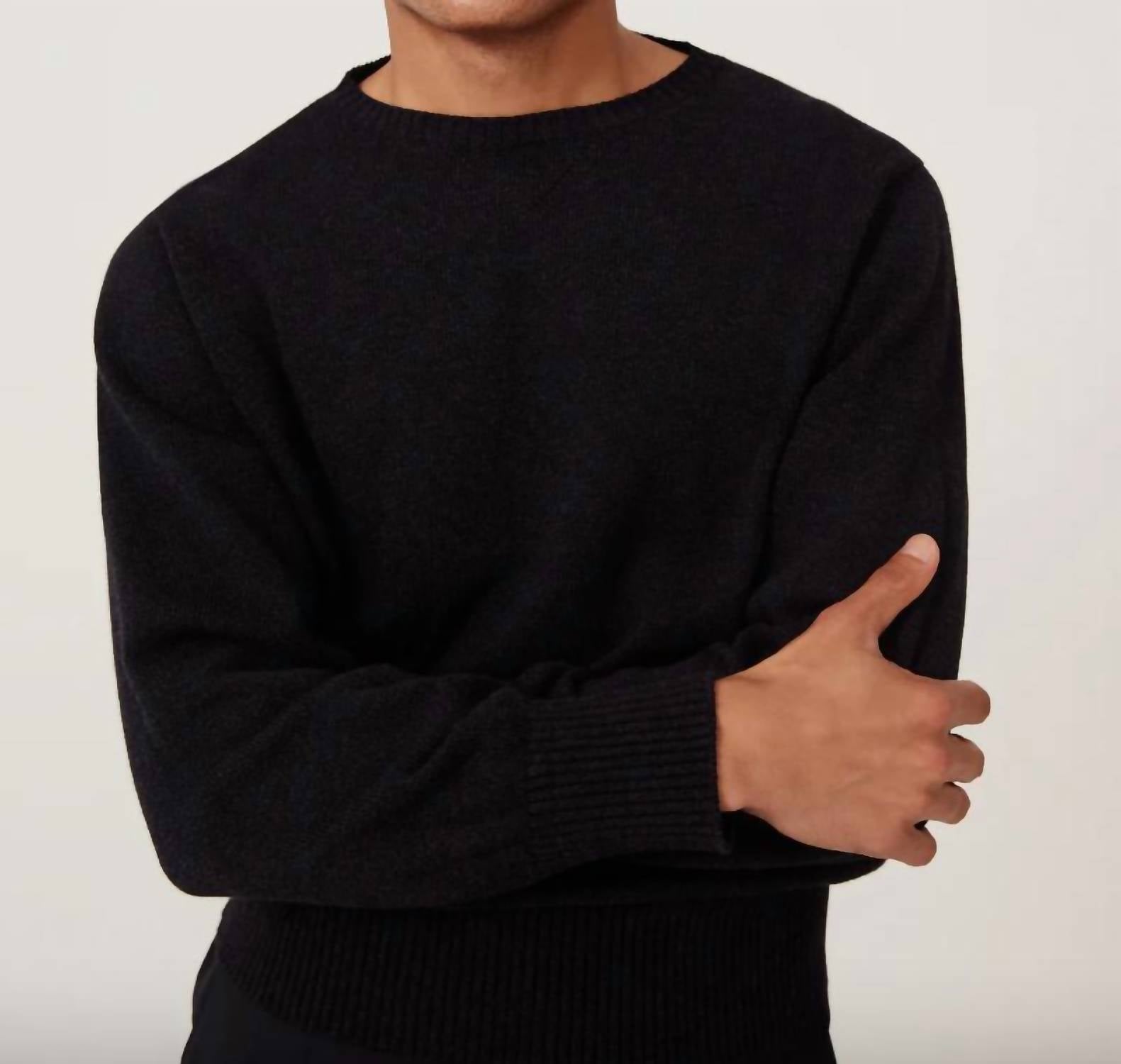 Stoffa Crewneck Cotton Mouline Sweater in charcoal - men's sweater - alternate view