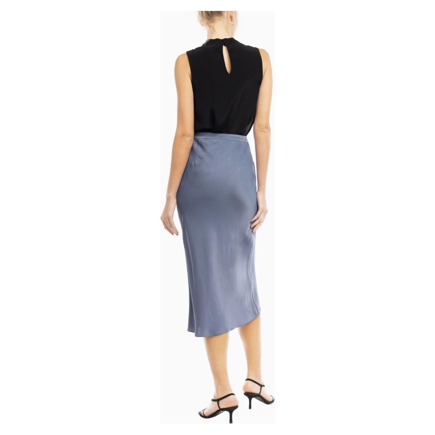 naked zebra Satin Midi Skirt in midnight blue - women's skirt - detail view