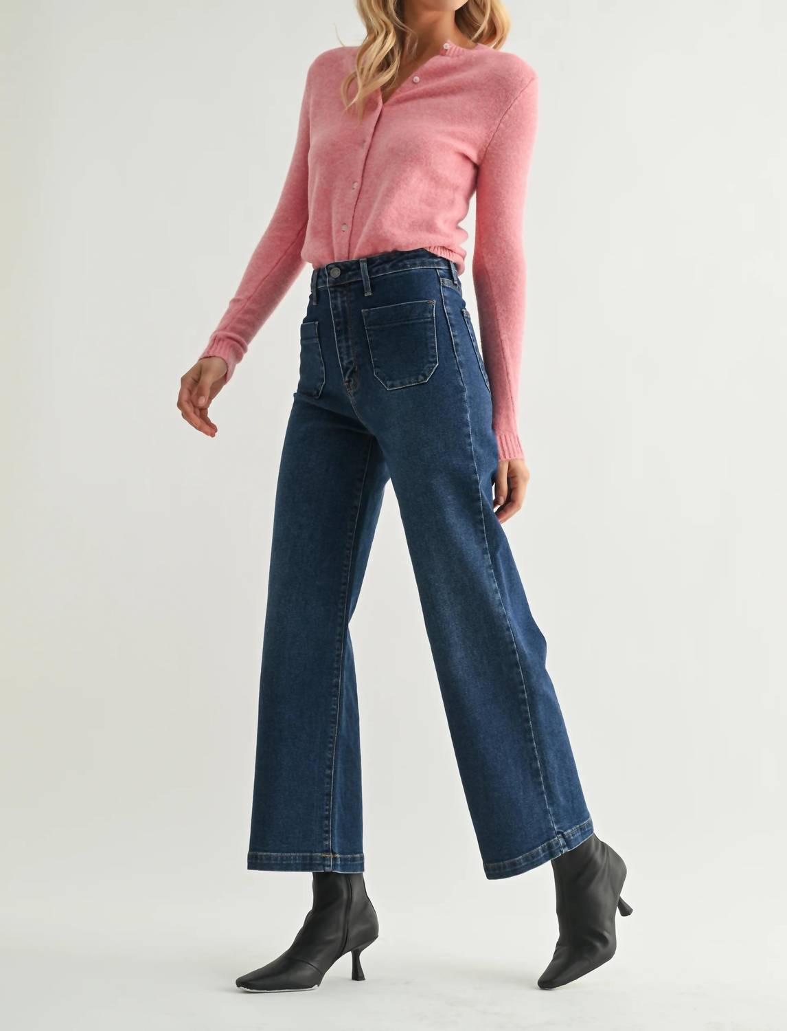 Just Black Denim - Patch Pocket Wide Leg Jean