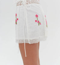 for Love & Lemons Jolene Embroidered Mini Skirt in white - women's skirt - detail view