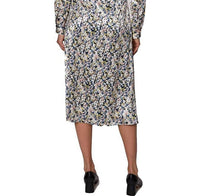 Laundry By Shelli Segal - Collared Long Sleeve Tie Waist Floral Print Satin Dress